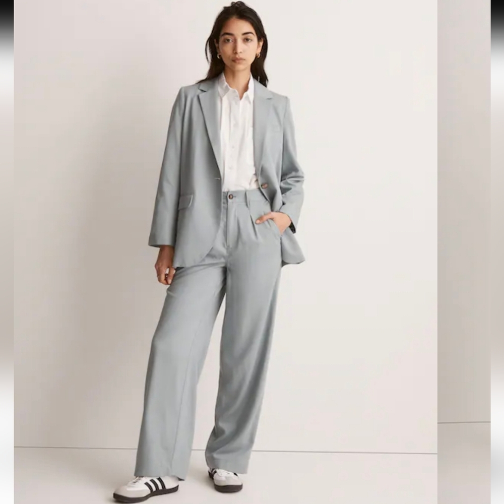 Madewell Larsen Blazer In Gray-Blue Drapeweave